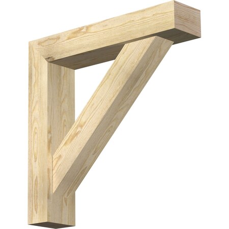 Ekena Millwork Traditional Block Rough Sawn Bracket w/ Offset Brace, Douglas Fir, 6"W x 28"D x 28"H BKT0604X28X28TRA05RDF